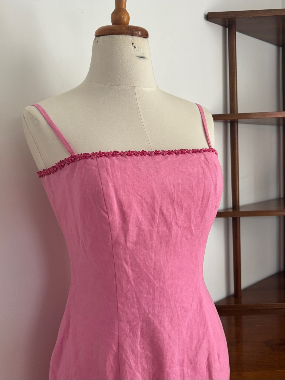 LK Bennett 90s Linen Pink Lined Dress
